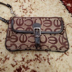 Corner Zip Canvas Wristlet KHAKI/BROWN CC